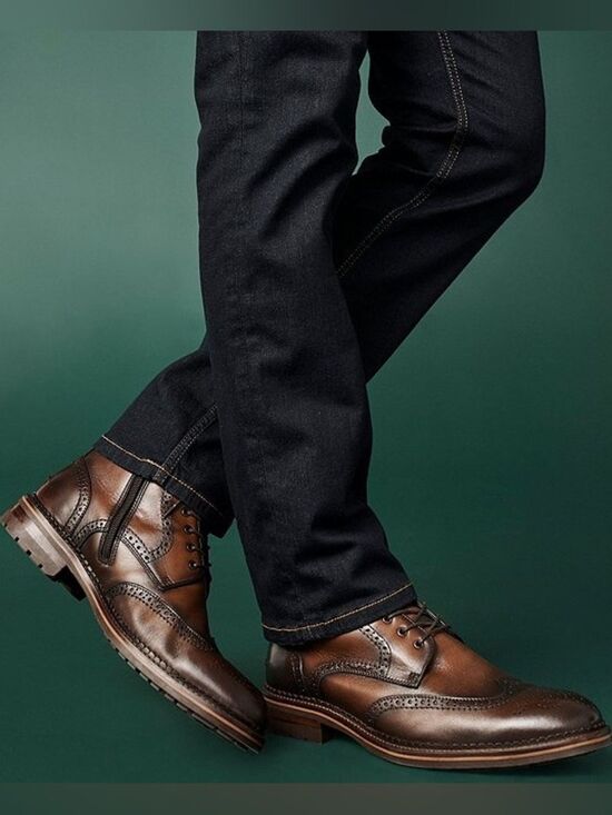 Johnston & Murphy XC Flex Connelly Wingtip leather two tone boots mens size 11M main image 7